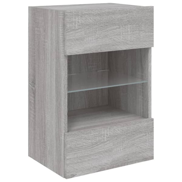 vidaXL Vegghengt TV-benk med LED grå sonoma 40x30x60,5 cm