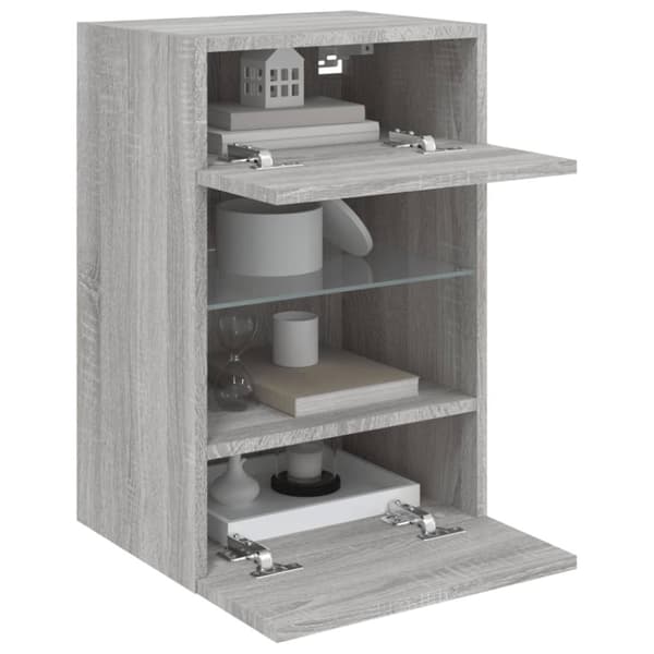 vidaXL Vegghengt TV-benk med LED grå sonoma 40x30x60,5 cm
