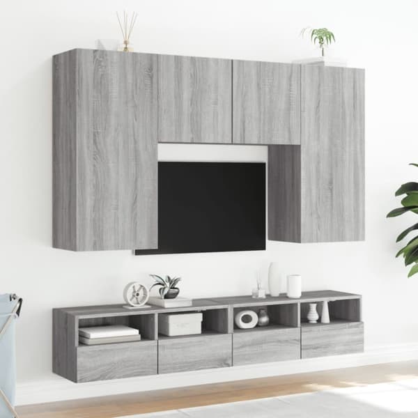 vidaXL Vegghengte TV-benker 2stk grå sonoma 100x30x30cm konstruert tre