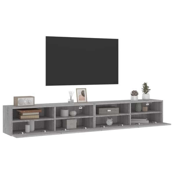 vidaXL Vegghengte TV-benker 2stk grå sonoma 100x30x30cm konstruert tre