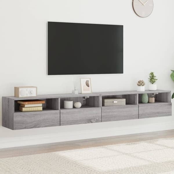vidaXL Vegghengte TV-benker 2stk grå sonoma 100x30x30cm konstruert tre