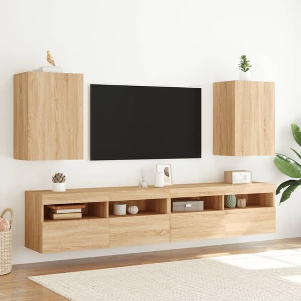 vidaXL Väggmonterad tv-bänk sonoma-ek 40,5x30x60 cm konstruerat trä