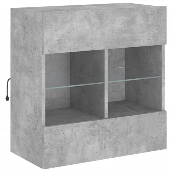 vidaXL Vegghengt TV-benk med LED-lys betonggrå 58,5x30x60,5 cm