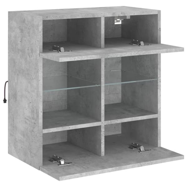 vidaXL Vegghengt TV-benk med LED-lys betonggrå 58,5x30x60,5 cm