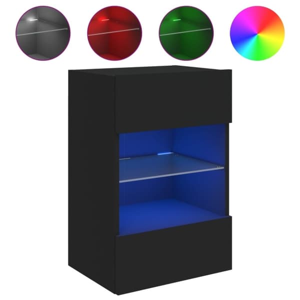 vidaXL Väggmonterad tv-bänk LED 2 st svart 40x30x60,5 cm
