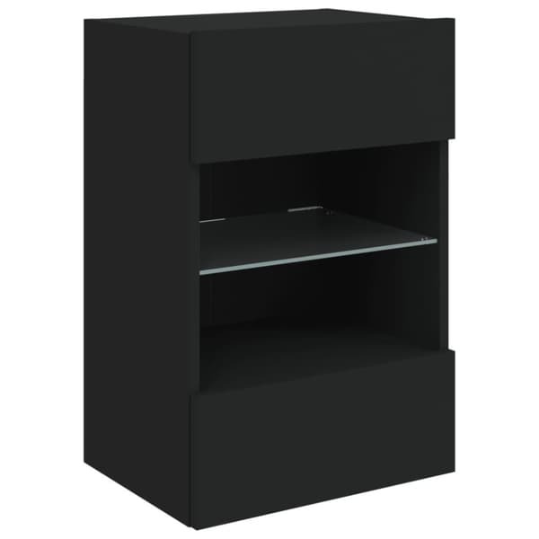 vidaXL Väggmonterad tv-bänk LED 2 st svart 40x30x60,5 cm