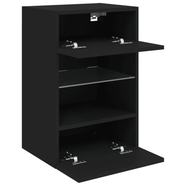 vidaXL Väggmonterad tv-bänk LED 2 st svart 40x30x60,5 cm
