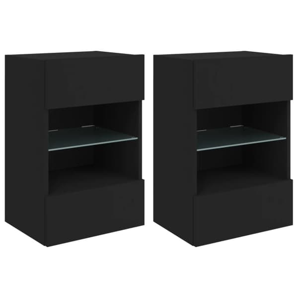 vidaXL Väggmonterad tv-bänk LED 2 st svart 40x30x60,5 cm