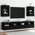 Miniatyrbild 1 av 11: vidaXL Väggmonterad tv-bänk LED 2 st svart 40x30x60,5 cm