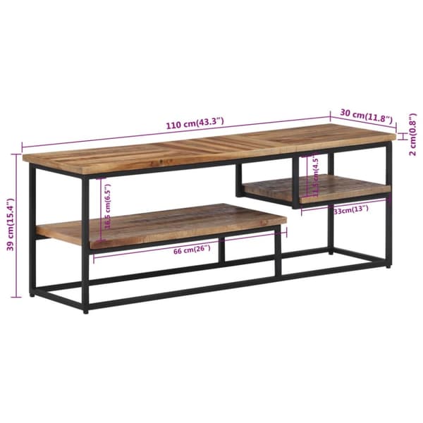 vidaXL TV-taso 110x30x39 cm kierrätetty täystiikki
