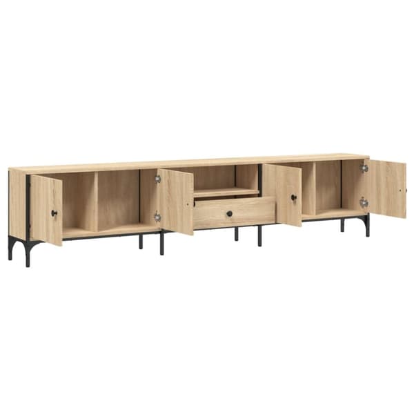 vidaXL TV-benk med skuff sonoma eik 200x25x44 cm konstruert tre