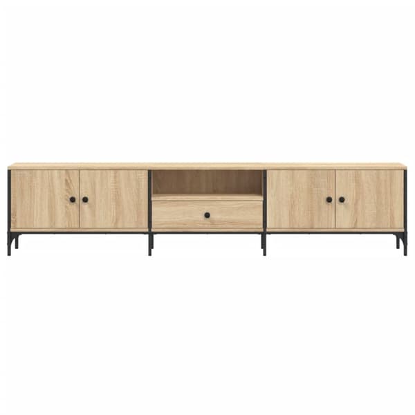 vidaXL TV-benk med skuff sonoma eik 200x25x44 cm konstruert tre