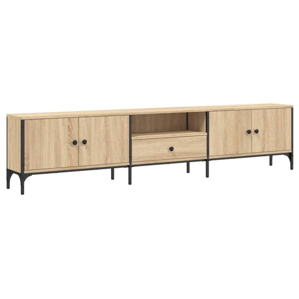 vidaXL TV-benk med skuff sonoma eik 200x25x44 cm konstruert tre
