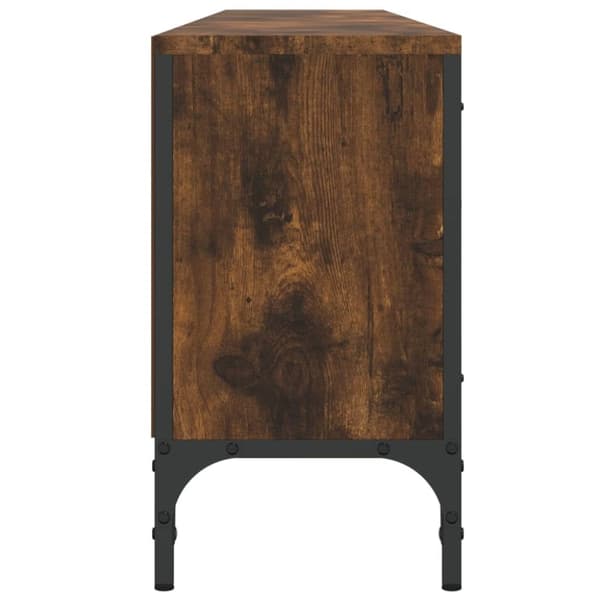 vidaXL TV-benk med skuff røkt eik 200x25x44 cm konstruert tre