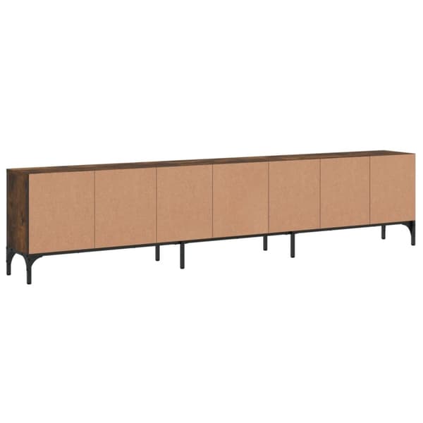 vidaXL TV-benk med skuff røkt eik 200x25x44 cm konstruert tre