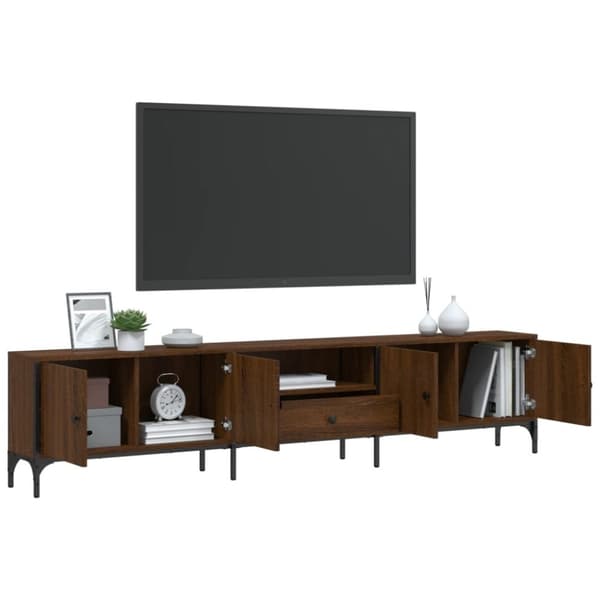 vidaXL Tv-bänk med låda brun ek 200x25x44 cm konstruerat trä