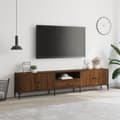 Miniatyrbild 2 av 11: vidaXL Tv-bänk med låda brun ek 200x25x44 cm konstruerat trä