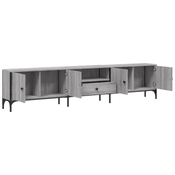 vidaXL TV-benk med skuff grå sonoma 200x25x44 cm konstruert tre