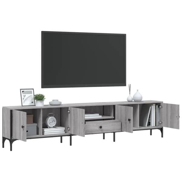 vidaXL TV-taso laatikolla harmaa Sonoma 200x25x44 cm tekninen puu