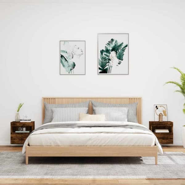 vidaXL TV-seinäkaapit LED-valoilla 2 kpl savutammi 40x30x40 cm
