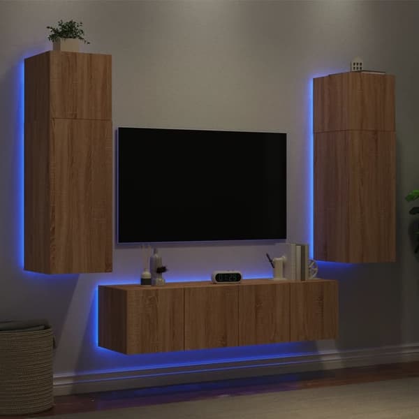 vidaXL Tv-bänk 6 delar LED sonoma-ek konstruerat trä