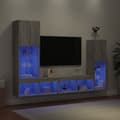 Miniatyrbillede 1 af 11: vidaXL tv-møbel til væg 4 dele med LED-lys konstrueret træ grå sonoma