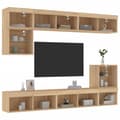 Miniatyrbilde 5 av 11: vidaXL Vegghengte TV-enheter med LED 8 deler sonoma eik konstruert tre