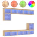 Miniatyrbilde 2 av 11: vidaXL Vegghengte TV-enheter med LED 8 deler sonoma eik konstruert tre
