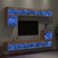 Miniatyrbilde 1 av 11: vidaXL Vegghengte TV-enheter med LED 8 deler sonoma eik konstruert tre