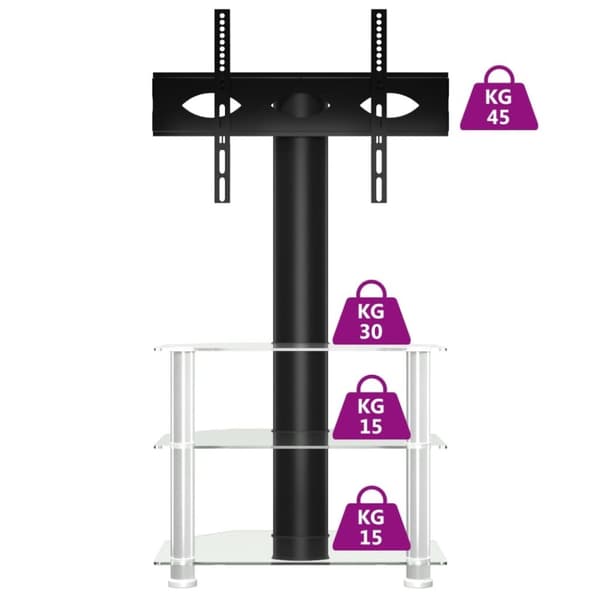 vidaXL tv-stativ til hjørne 3 hylder til 32"-70" sort og sølvfarvet
