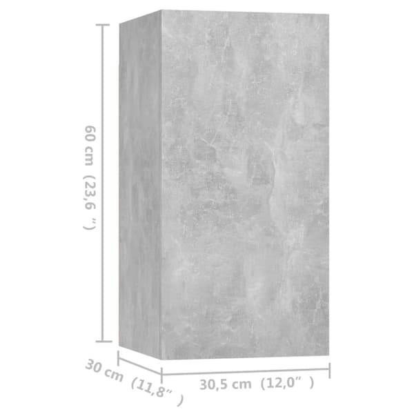 TV-tasot 4 kpl betoninharmaa 30,5x30x60 cm lastulevy