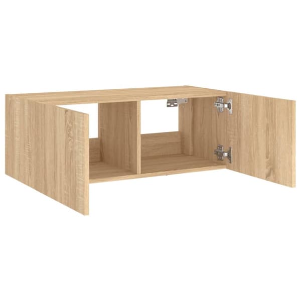 Väggmonterad tv-bänk LED sonoma-ek 80x35x31 cm