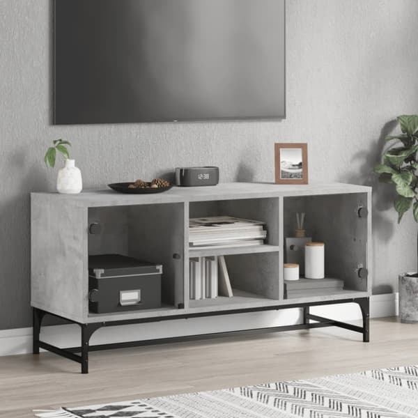 vidaXL skab med glaslåger 102x37x50 cm betongrå