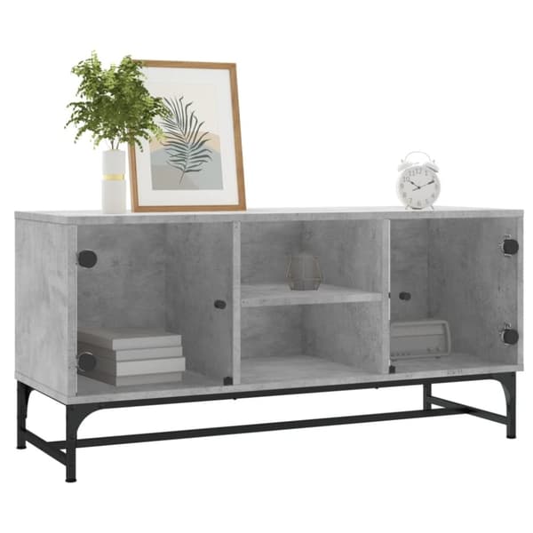 vidaXL skab med glaslåger 102x37x50 cm betongrå