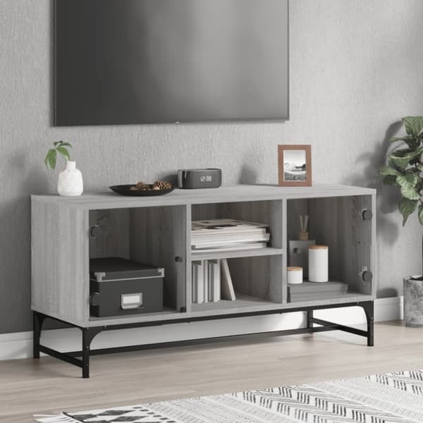 vidaXL TV-benk med dør grå sonoma 102x37x50 cm