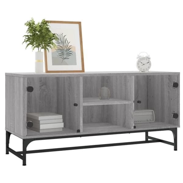 vidaXL TV-benk med dør grå sonoma 102x37x50 cm