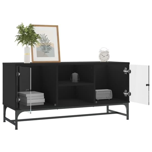 vidaXL TV-benk med dør svart 102x37x50 cm