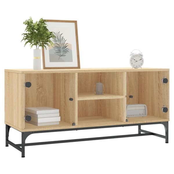 vidaXL TV-benk med dør sonoma eik 102x37x50 cm