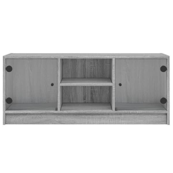 vidaXL TV-bänk med glasdörrar grå sonoma 102x37x42 cm