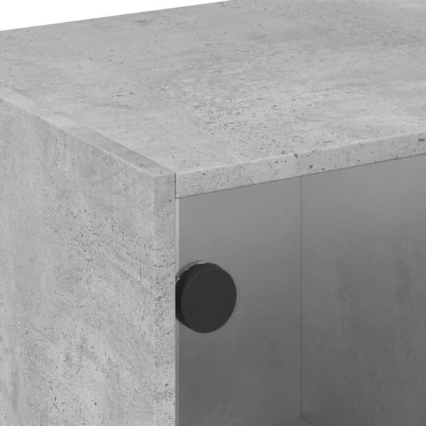 vidaXL Tv-bänk med glasdörrar betonggrå 102x37x42 cm
