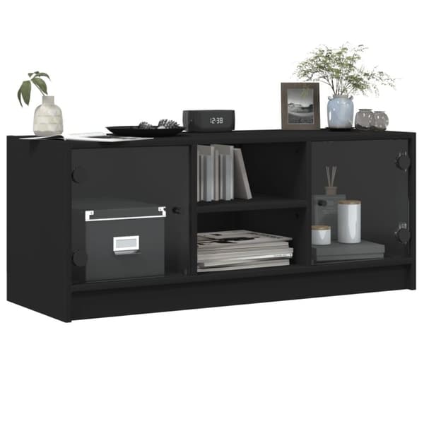 vidaXL TV-benk med dør svart 102x37x42 cm