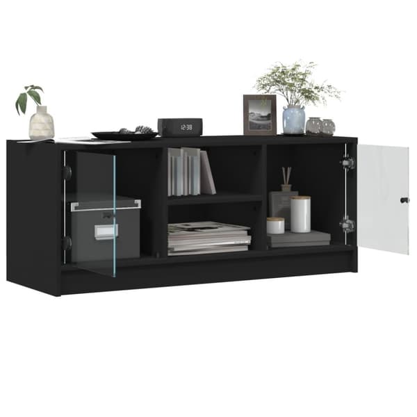 vidaXL TV-benk med dør svart 102x37x42 cm