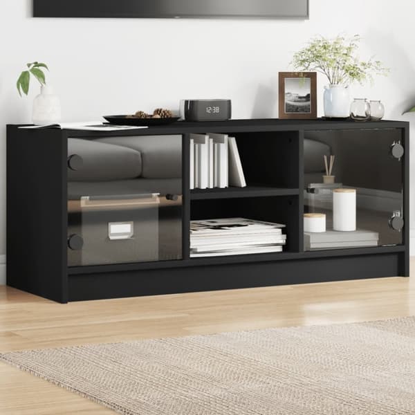 vidaXL TV-benk med dør svart 102x37x42 cm