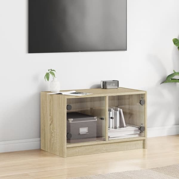 vidaXL TV-benk med dør sonoma eik 68x37x42 cm