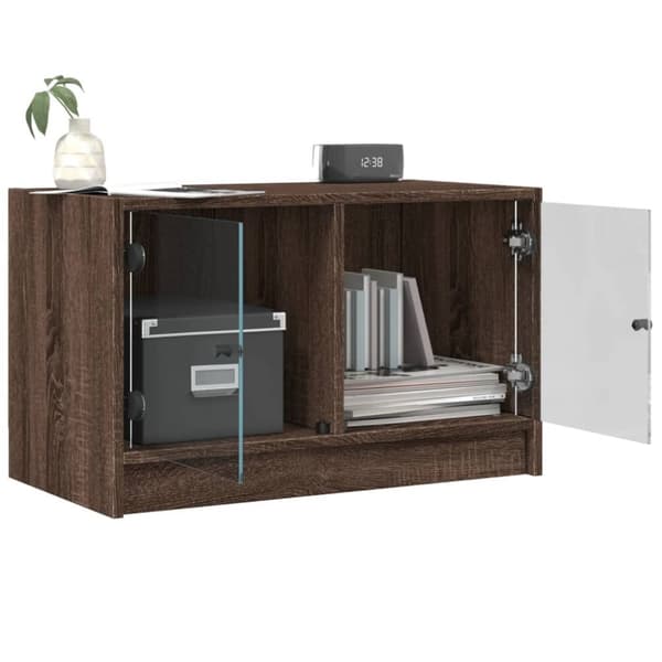 vidaXL TV-benk med dør brun eik 68x37x42 cm
