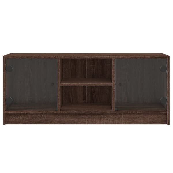vidaXL Tv-bänk med glasdörrar brun ek 102x37x42 cm