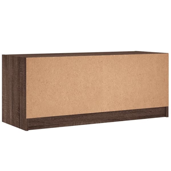 vidaXL Tv-bänk med glasdörrar brun ek 102x37x42 cm