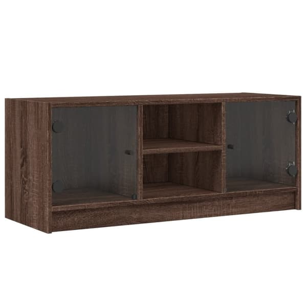 vidaXL TV-benk med dør brun eik 102x37x42 cm