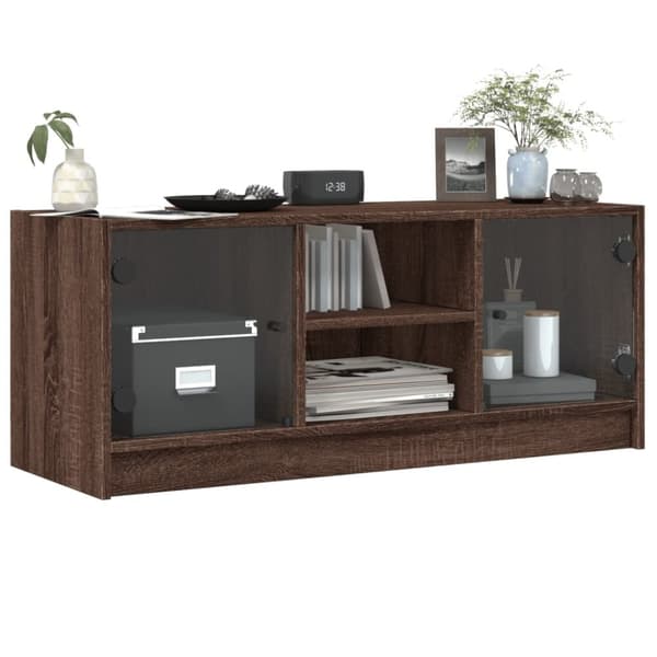 vidaXL skab med glaslåger 102x37x42 cm brun egetræsfarve