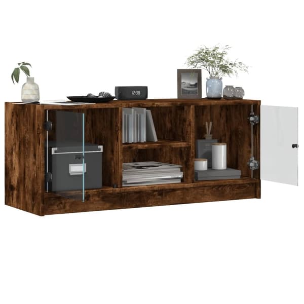 vidaXL skab med glaslåger 102x37x42 cm røget egetræsfarve